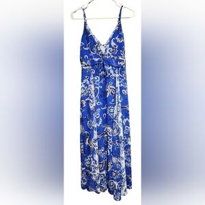 White House Black Market Blue and White Maxi Dress